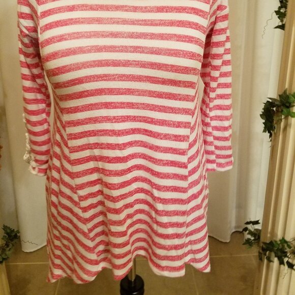 Absolutely Famous Pink & white stripes a line M - Picture 3 of 4